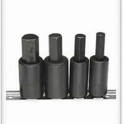 Metric Hex Bit Driver Set 4 Pcs  10mm, 12mm, 14mm & 17mm Bits 1/2" Sq.Dr on rail