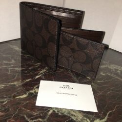 Coach Leather F74993 Compact ID Signature Wallet Mahogany Brown