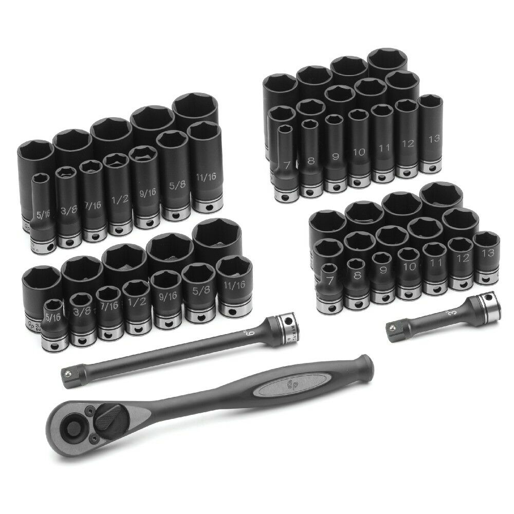 GREY PNEUMATIC 81659CRD 59 piece fractional metric socket set 3/8" drive