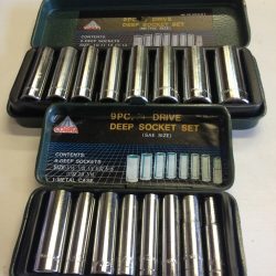 18 PC Standard And metric Deep Socket Set 10-14,16,17,19 mm  3/16"- 7/16"