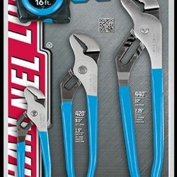 Channellock GS-3T 3pc Tongue & Groove Plier Set with 16 ft. Measuring Tape