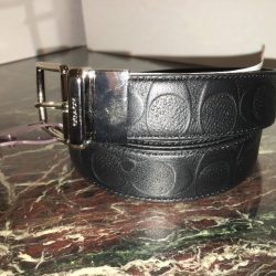 Coach F55158 Black Modern Harness Cut to Size Leather Signature Belt