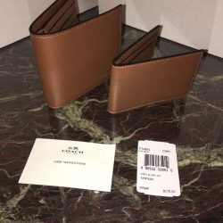 Coach F74991 Leather Dark Saddle Bifold Compact ID Sport Calf Wallet